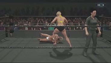 Blondie dominada en escena de lucha erótica de 10 minutos